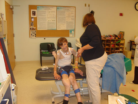 A specialist working on a patient with Proteus syndrome.